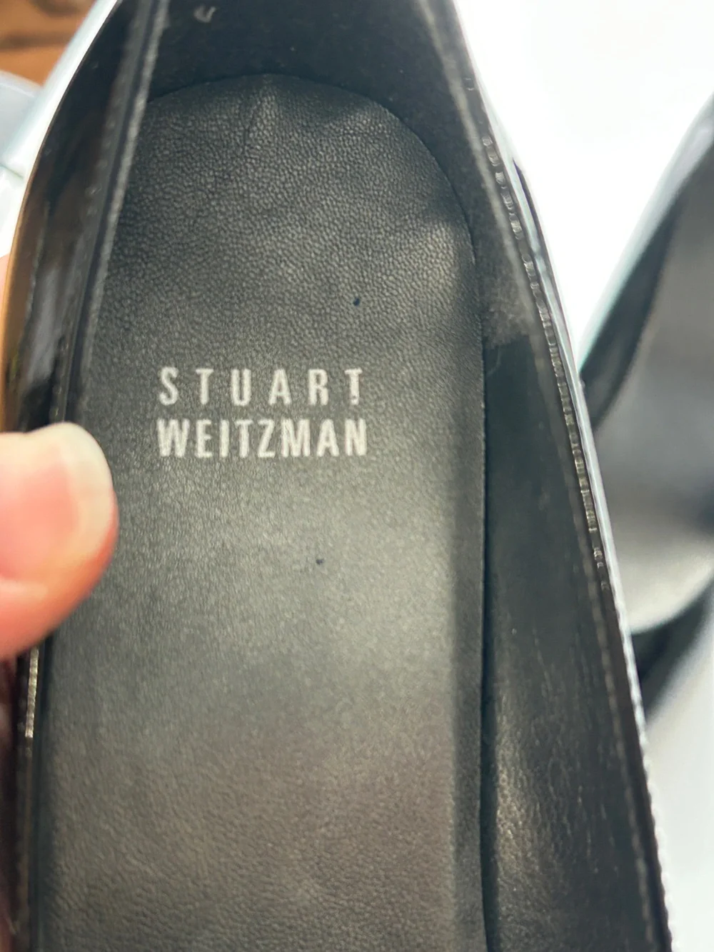 Stuart Weitzman Black Patent Leather Round Toe Wedge Pumps Heels Women's Size 7